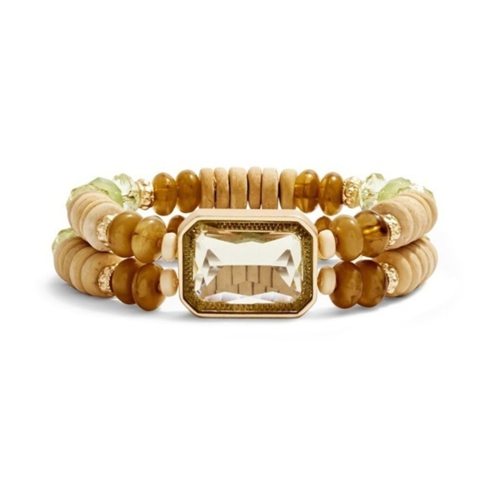 Chic Beaded Bracelet with Gold Accents Caren Stretch Bracelet By Chico’s stretch